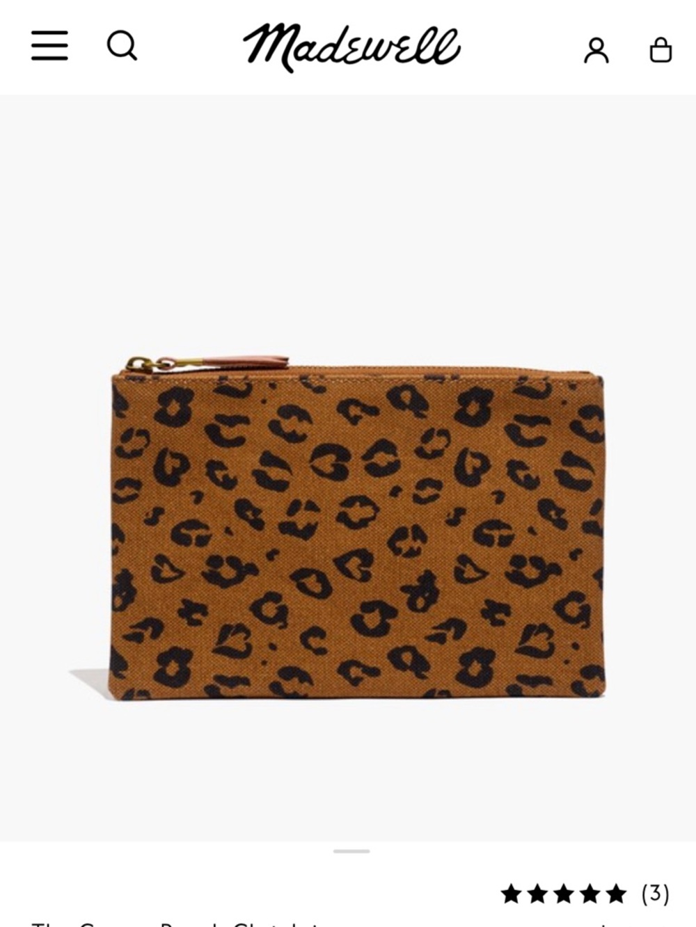 NWT Madewell Leopard Print Zip Pouch Canvas Clutch